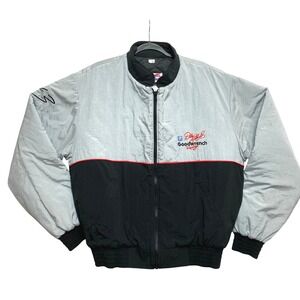 Vintage Dale Earnhardt GM Goodwrench Racing Jacket Mens Large Gray Black Quilted